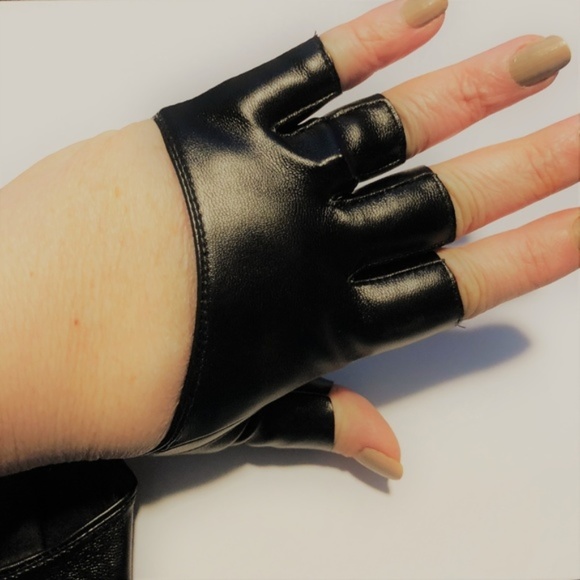 half hand leather gloves